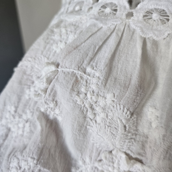 The Kooples Boho White Cotton Embroidered Blouse with Bell Sleeves Size S - Picture 15 of 16